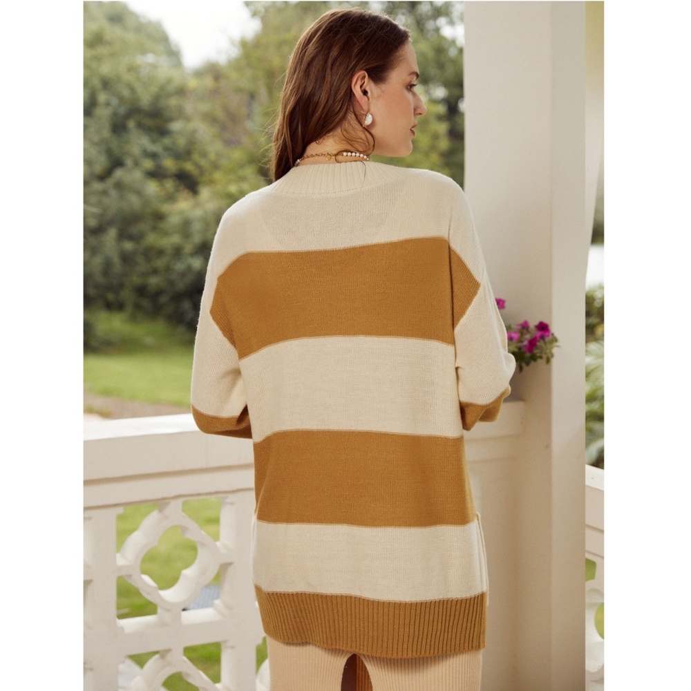 🎥 Colorblock Long V-Neck Cardigan with Pockets - Picture 14 of 17